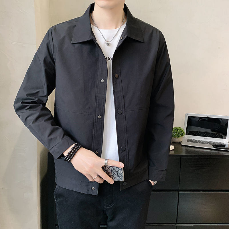 Veste légère décontractée pour homme – Veste boutonnée confortable - Noir