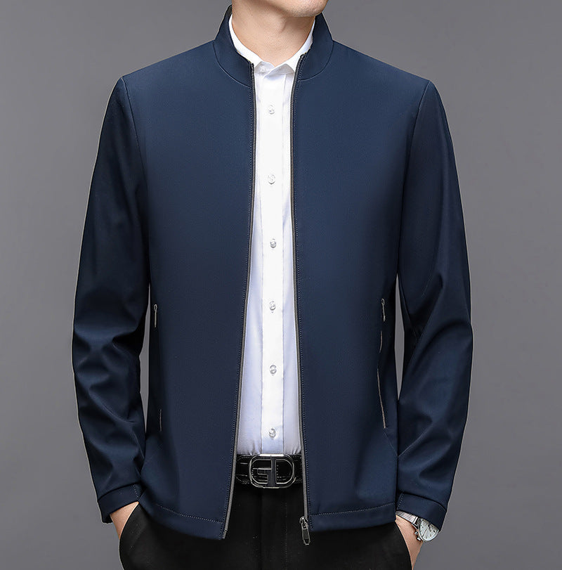 Veste légère homme à col montant et poches latérales – Bomber décontracté idéal pour le printemps et l'automne - Bleu