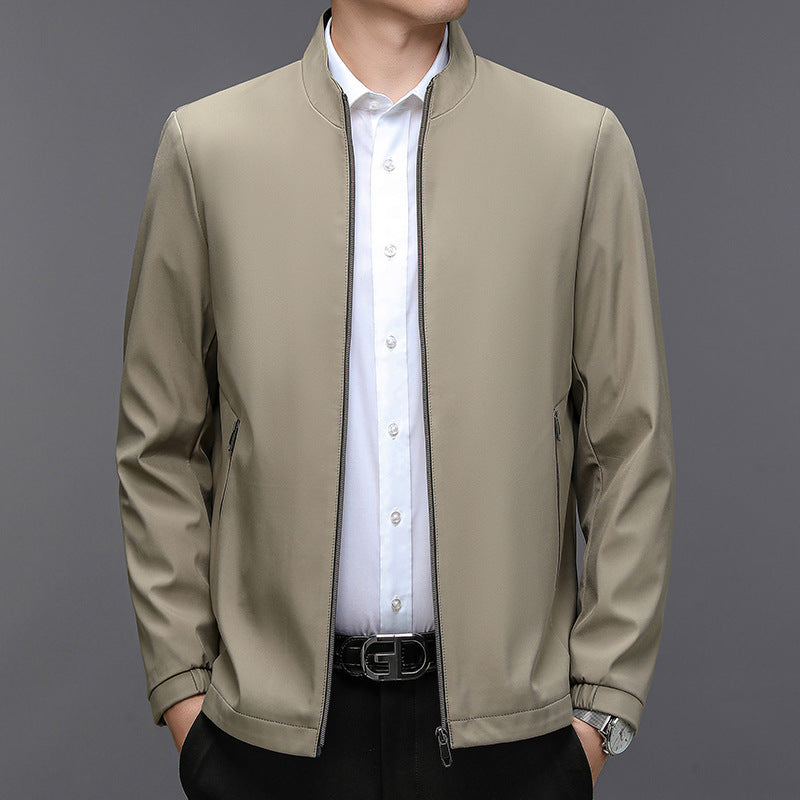 Veste légère homme à col montant et poches latérales – Bomber décontracté idéal pour le printemps et l'automne - Marron