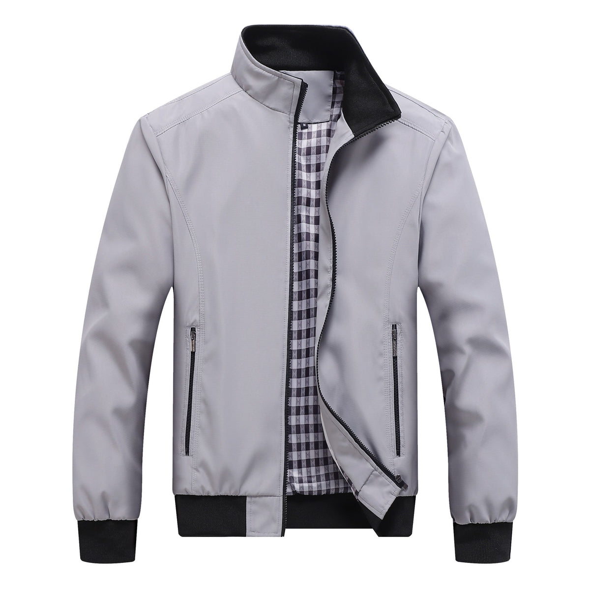 Veste Légère Homme à Col Montant – Style Décontracté et Élégant - Gris