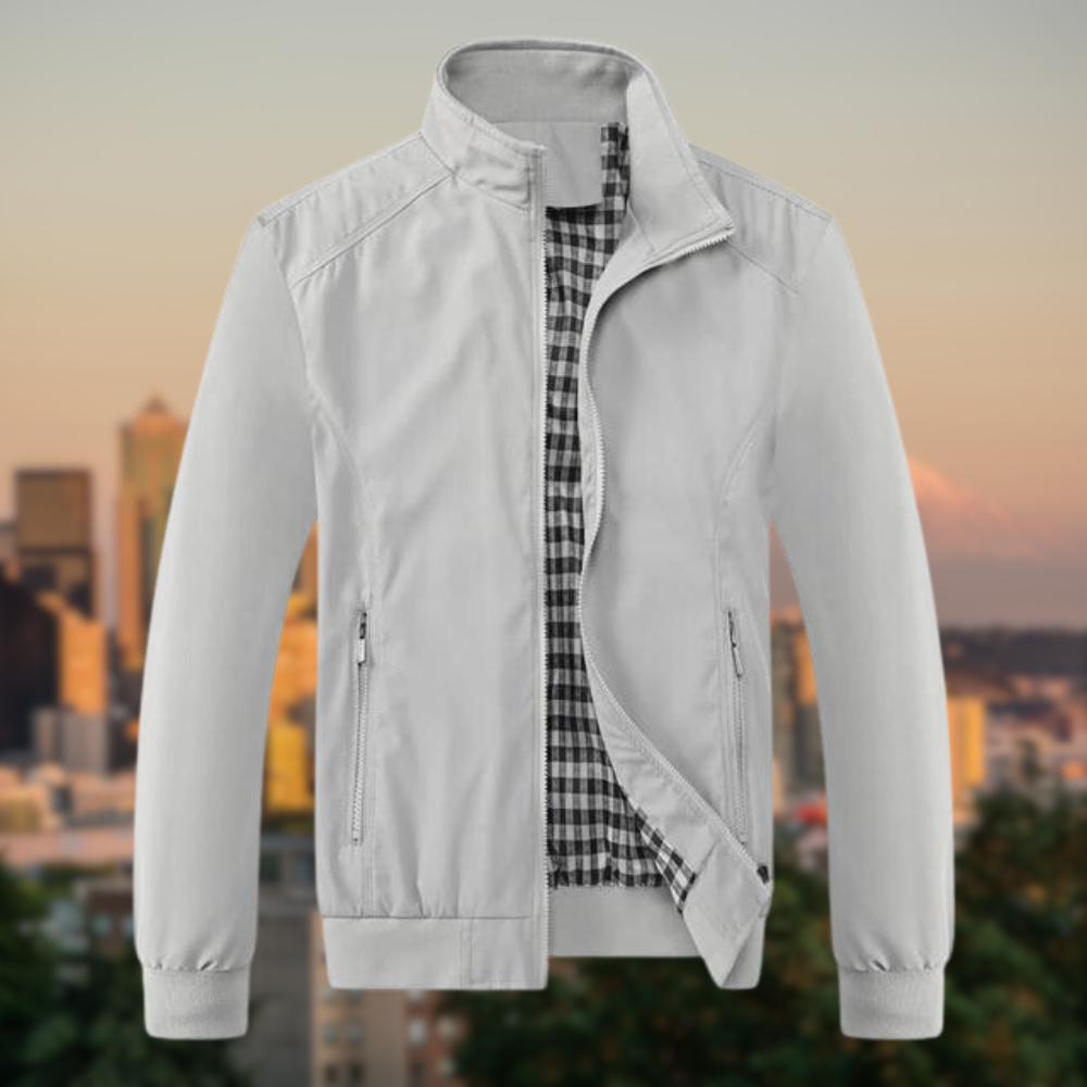 Veste Légère Homme à Col Montant – Style Décontracté et Élégant - Gris clair