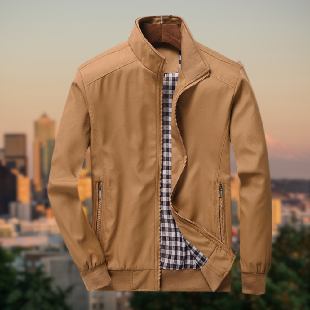 Veste Légère Homme à Col Montant – Style Décontracté et Élégant - Kaki