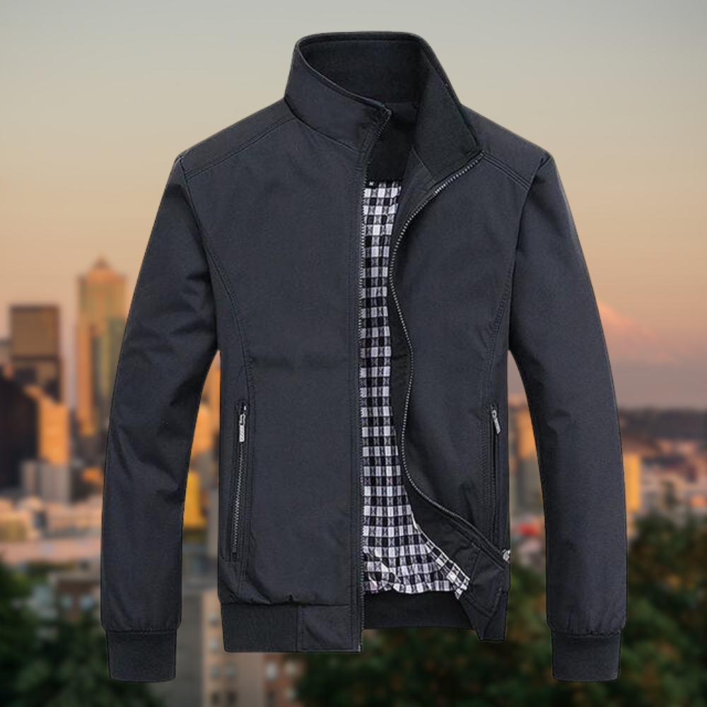 Veste Légère Homme à Col Montant – Style Décontracté et Élégant - Noir