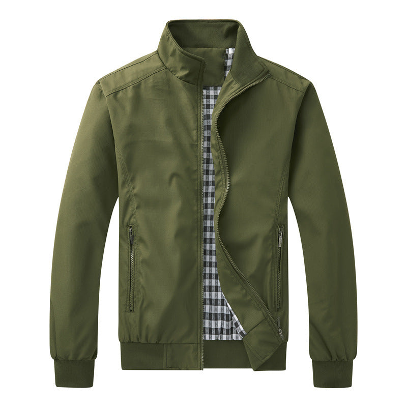 Veste Légère Homme à Col Montant – Style Décontracté et Élégant - Vert armée