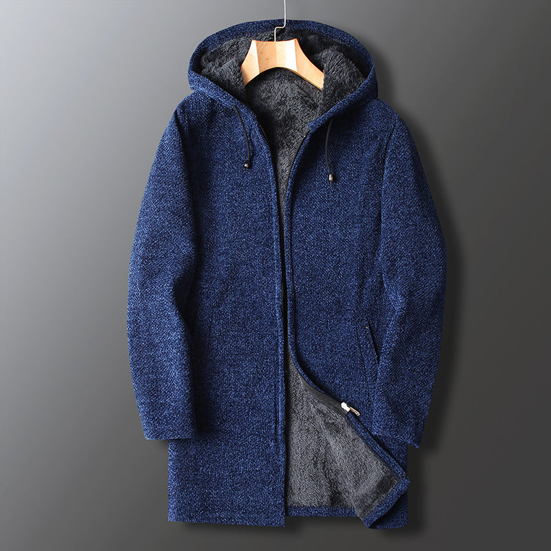 Veste Longue à Capuche Décontractée d’Hiver pour Homme - Bleu marine