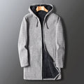 Veste Longue à Capuche Décontractée d’Hiver pour Homme - Gris clair