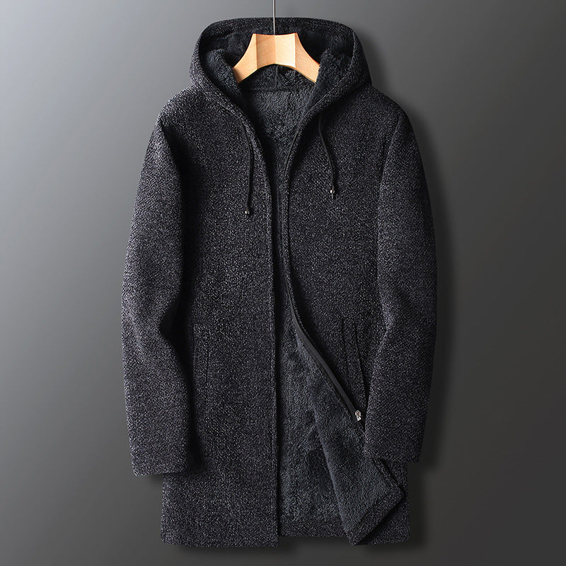 Veste Longue à Capuche Décontractée d’Hiver pour Homme - Gris foncé