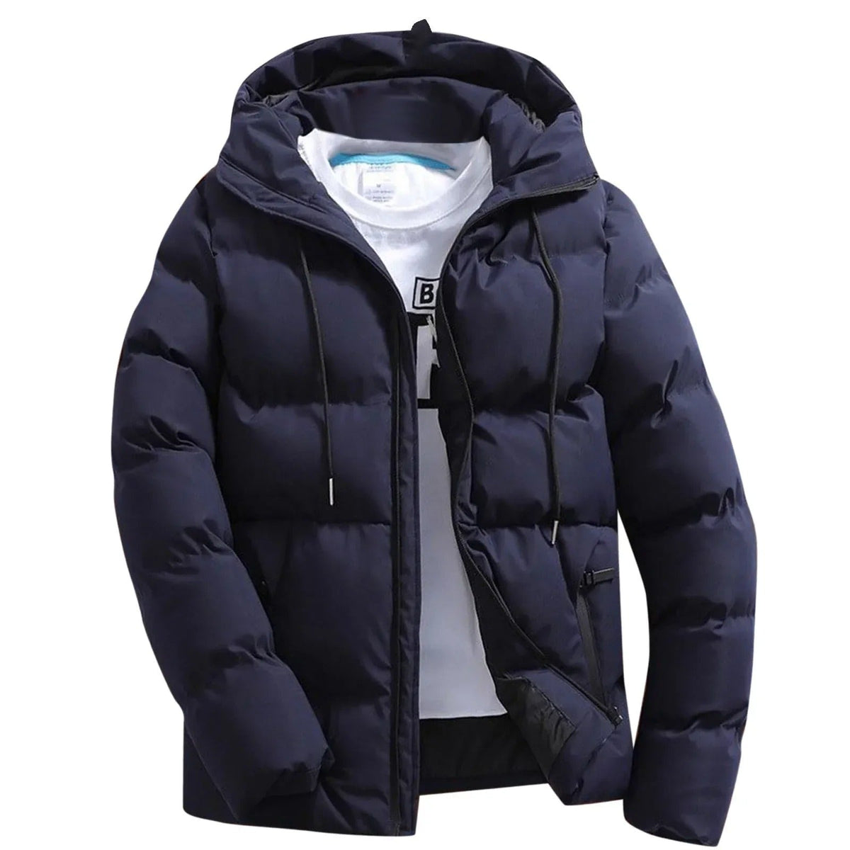 Veste Matelassée à Capuche pour Homme – Extérieur Hiver Durable et Chaud - Bleu