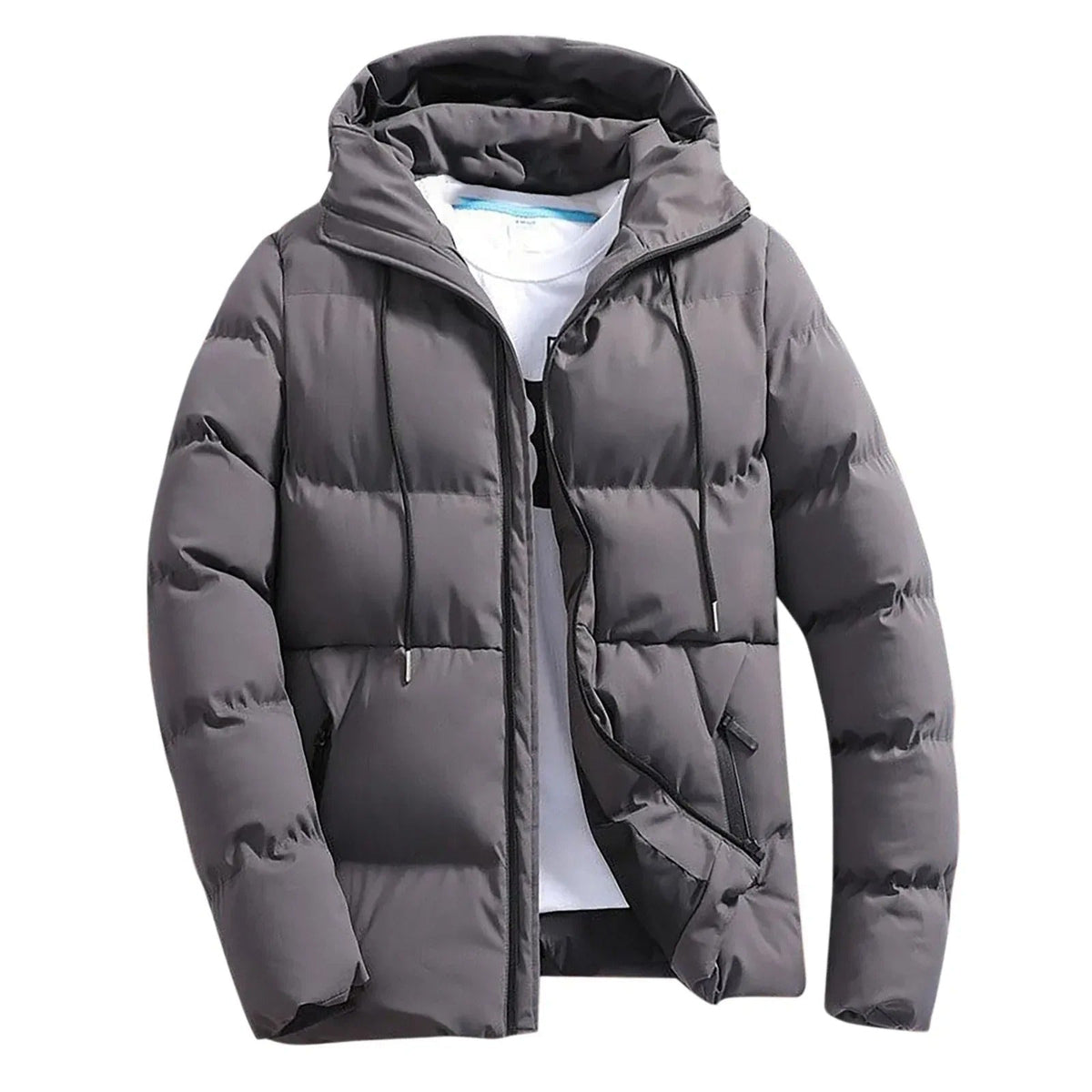 Veste Matelassée à Capuche pour Homme – Extérieur Hiver Durable et Chaud - Gris