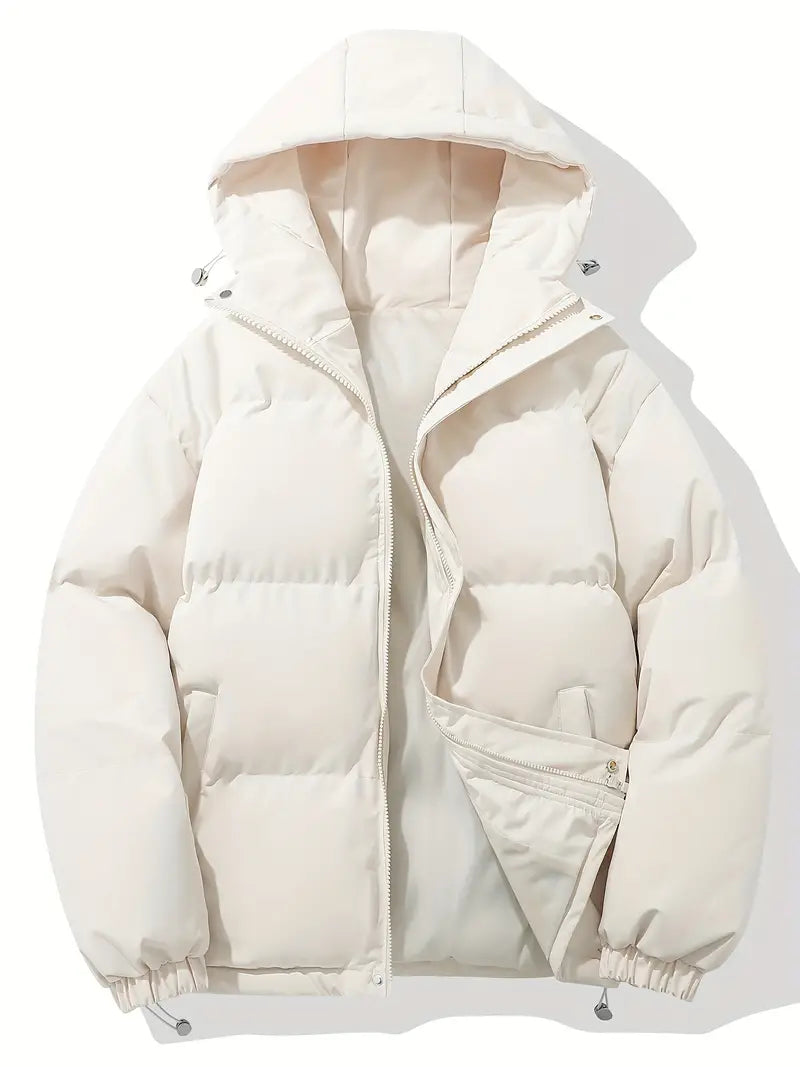 Veste Matelassée à Capuche pour Homme – Vêtements d'extérieur Durable Confortable - Beige Blanc