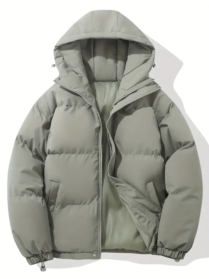 Veste Matelassée à Capuche pour Homme – Vêtements d'extérieur Durable Confortable - Gris clair