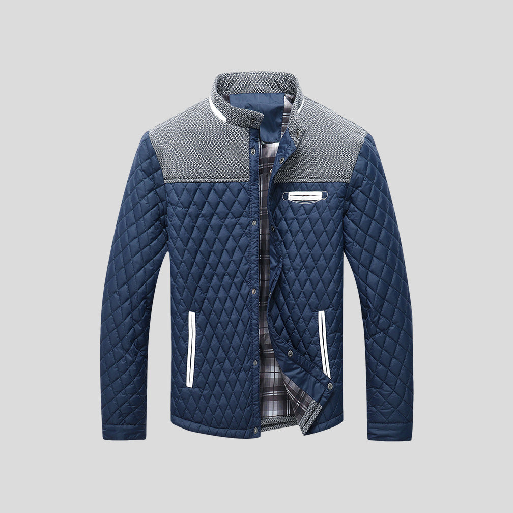 Veste matelassée Diamond pour hommes – Coupe légère à col montant color-block - Bleu marine