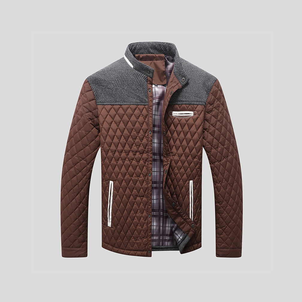 Veste matelassée Diamond pour hommes – Coupe légère à col montant color-block - Brun