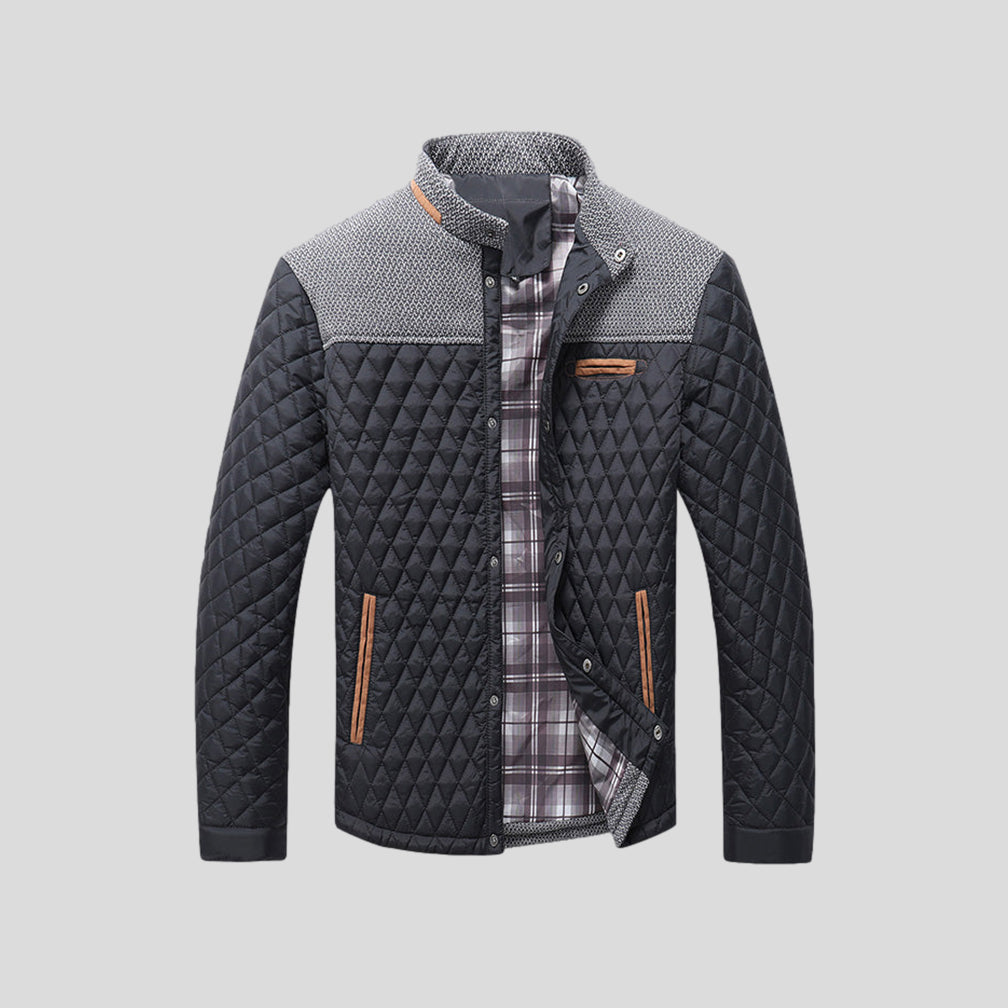 Veste matelassée Diamond pour hommes – Coupe légère à col montant color-block - Noir