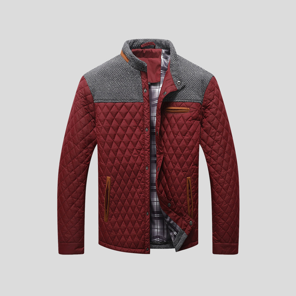Veste matelassée Diamond pour hommes – Coupe légère à col montant color-block - Rouge