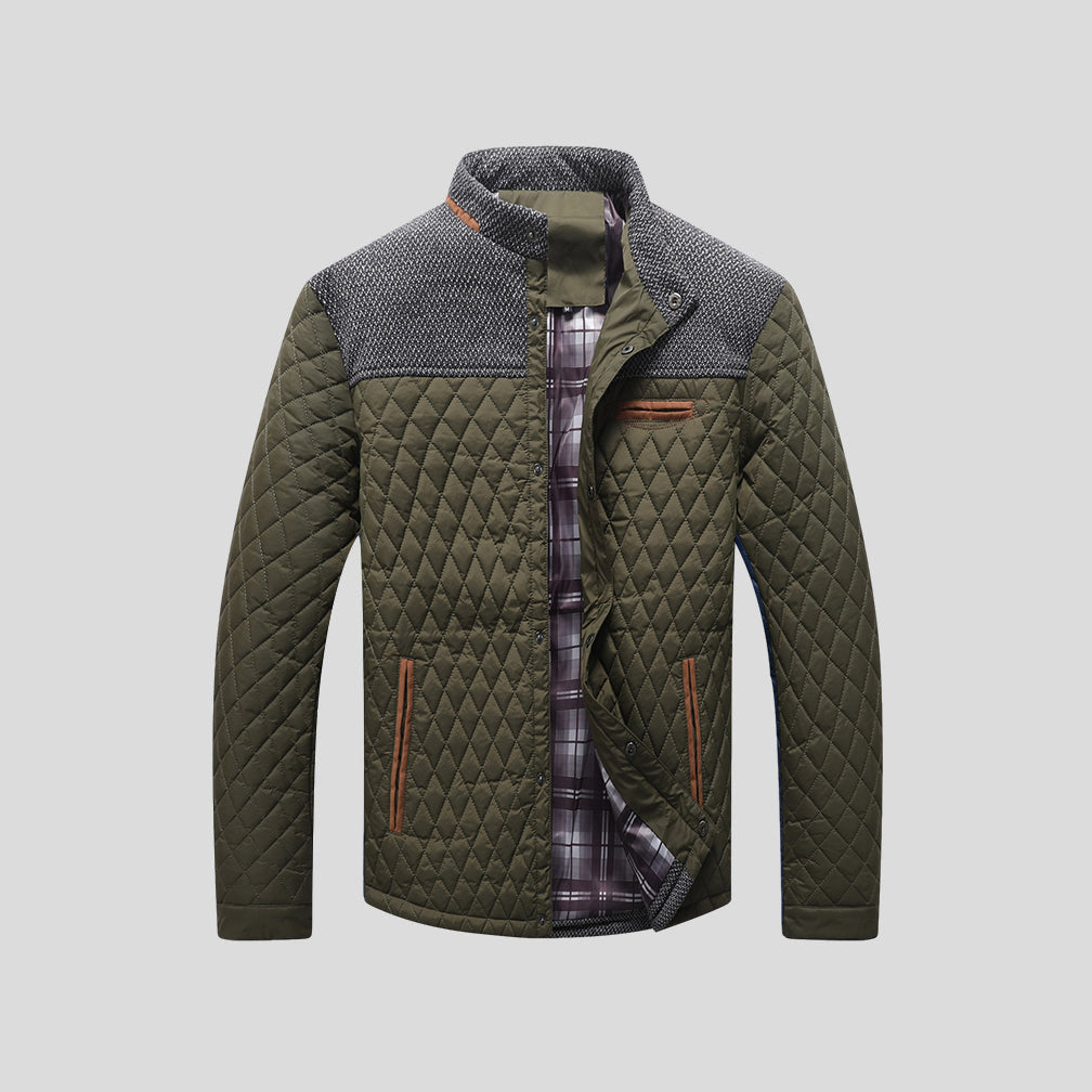 Veste matelassée Diamond pour hommes – Coupe légère à col montant color-block - Vert