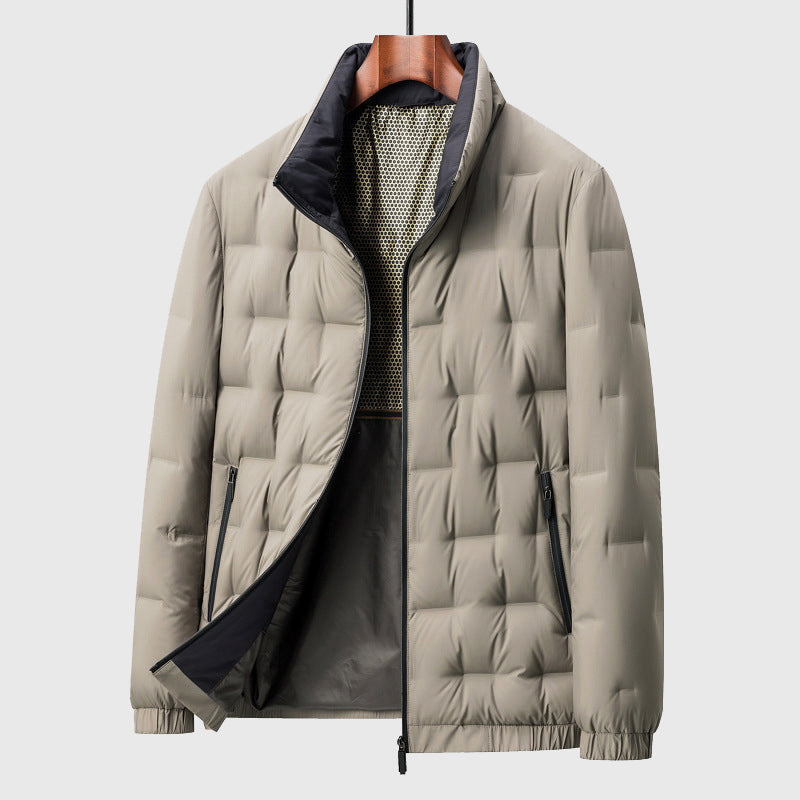 Veste Matelassée Homme à Col Haut – Manteau Zippé Chaud - Beige
