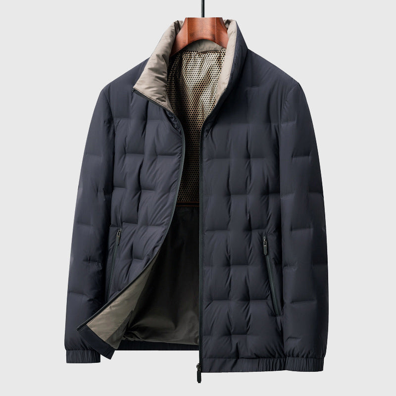 Veste Matelassée Homme à Col Haut – Manteau Zippé Chaud - Bleu