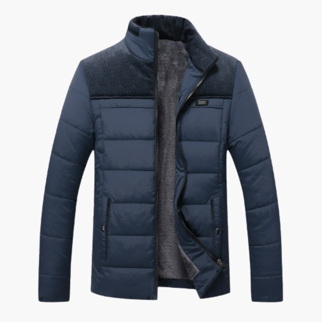 Veste Matelassée Homme en Polaire Moderne – Col Montant Élégant - Bleu