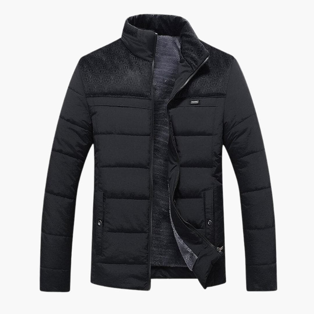 Veste Matelassée Homme en Polaire Moderne – Col Montant Élégant - Noir