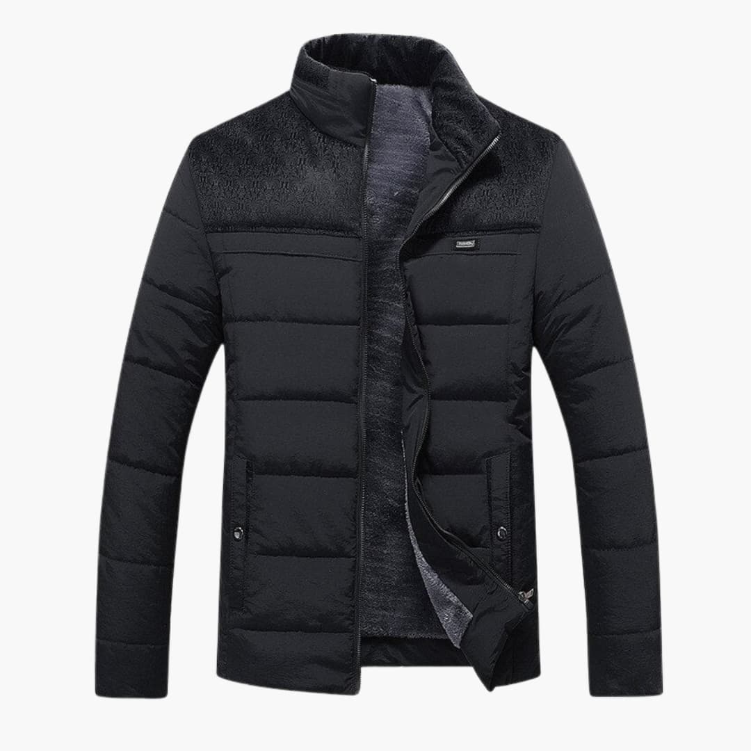 Veste Matelassée Homme en Polaire Moderne – Col Montant Élégant - Noir