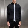 Veste matelassée légère à col montant pour homme – Vêtements d'extérieur d'hiver élégants - Noir