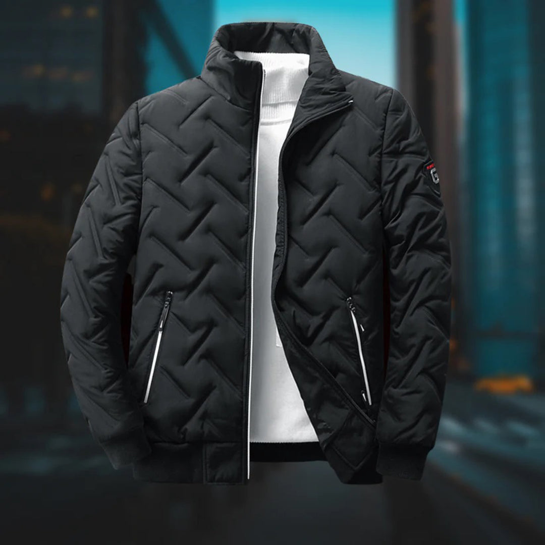 Veste Matelassée pour Homme – Manteau d’Hiver à Col Montant - Noir