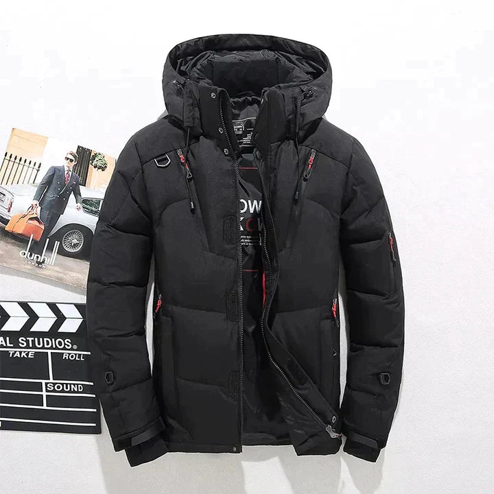 Veste Matelassée Premium pour Homme – Manteau d’Hiver à Col Montant Élégant - Noir