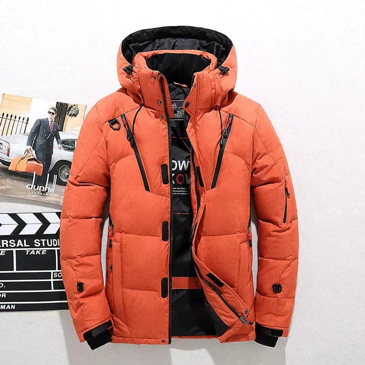 Veste Matelassée Premium pour Homme – Manteau d’Hiver à Col Montant Élégant - Orange