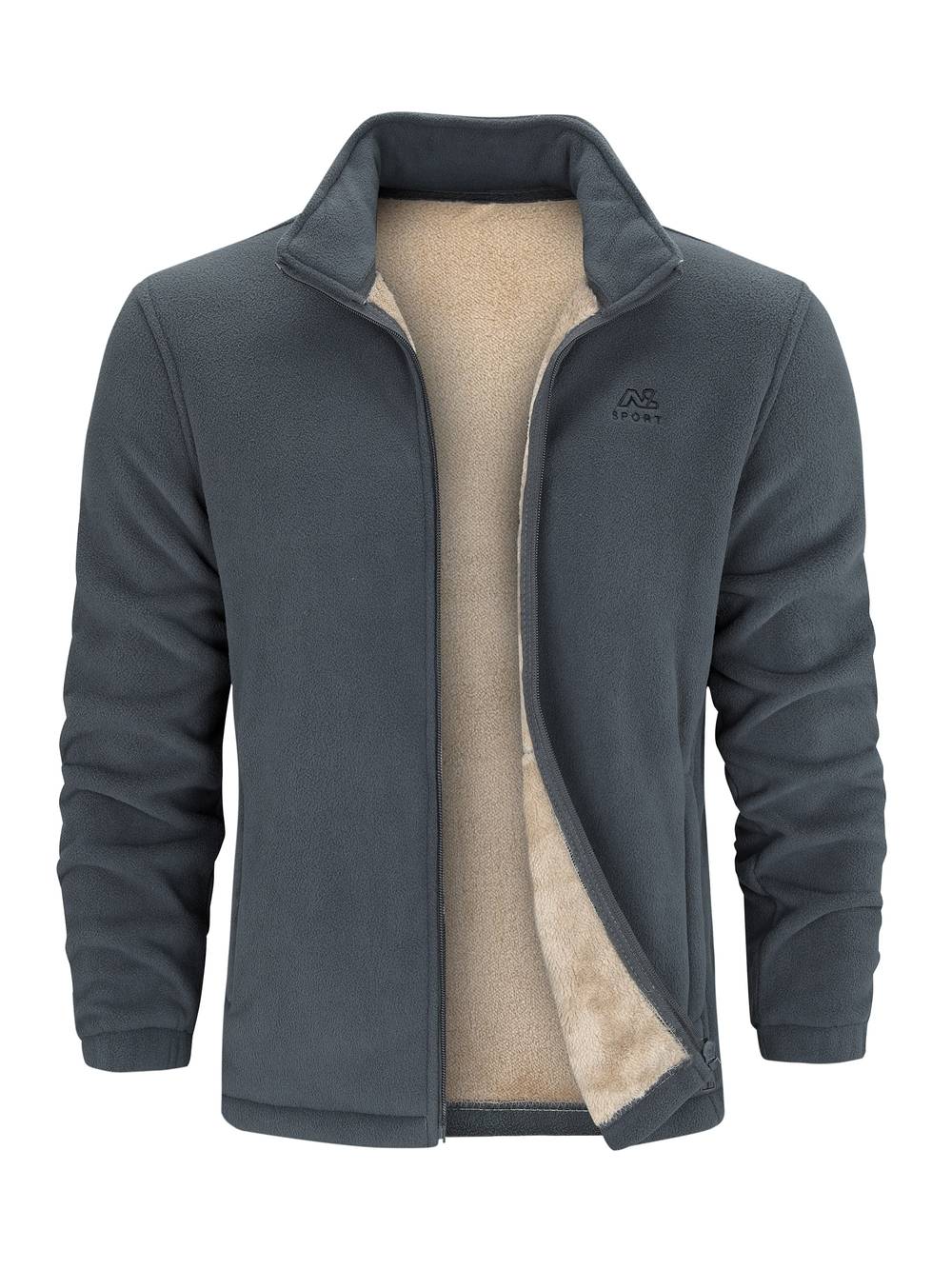 Veste Polaire Premium Homme à Fermeture Éclair Complète – Col Montant Casual - Gris