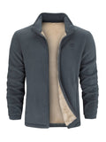 Veste Polaire Premium Homme à Fermeture Éclair Complète – Col Montant Casual - Gris