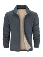 Veste Polaire Premium Homme à Fermeture Éclair Complète – Col Montant Casual - Gris