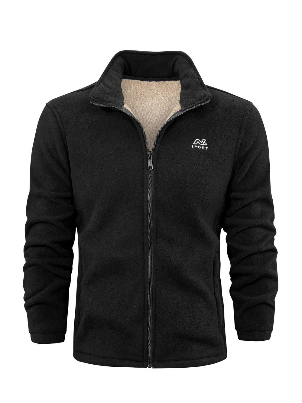 Veste Polaire Premium Homme à Fermeture Éclair Complète – Col Montant Casual - Noir