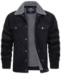 Veste pour Homme Style Velours Côtelé Résistante aux Intempéries – Manteau Doublé Teddy - Noir
