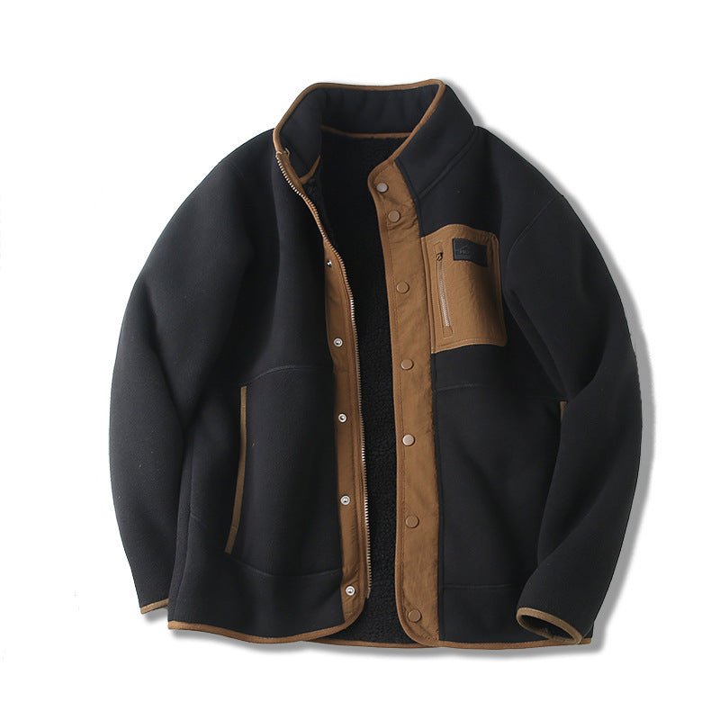 Veste Premium Matelassée Doublée Polaire pour Homme – Col Haut avec Poches Multiples - Noir